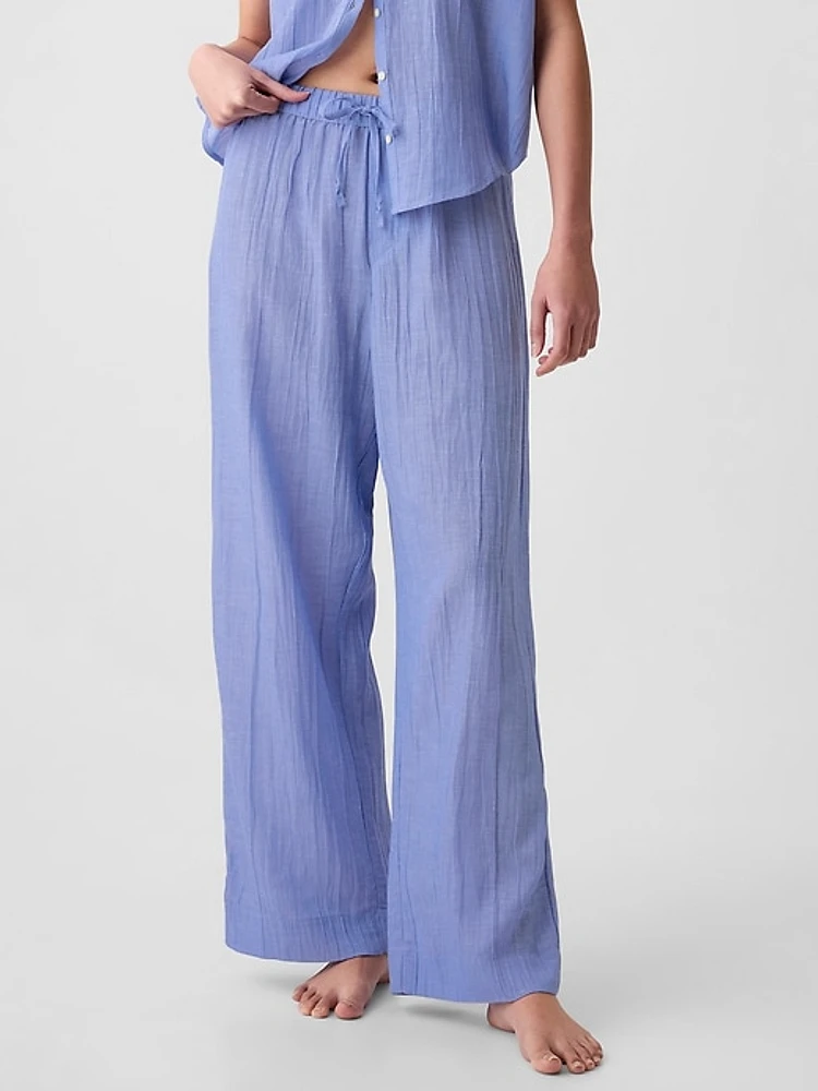 Crinkle Gauze Wide-Leg PJ Pants