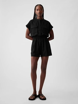 Linen-Blend Utility Romper