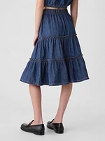 Kids Tiered Denim Midi Skirt