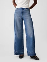 High Rise Stride Belted Wide-Leg Jeans