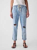 Mid Rise Easy Denim Utility Jeans