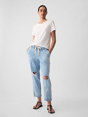 Mid Rise Easy Denim Utility Jeans