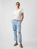 Mid Rise Easy Denim Utility Jeans