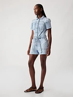 Belted Denim Romper