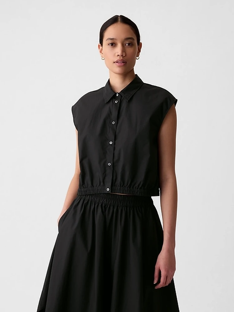 Cropped Poplin Shirt