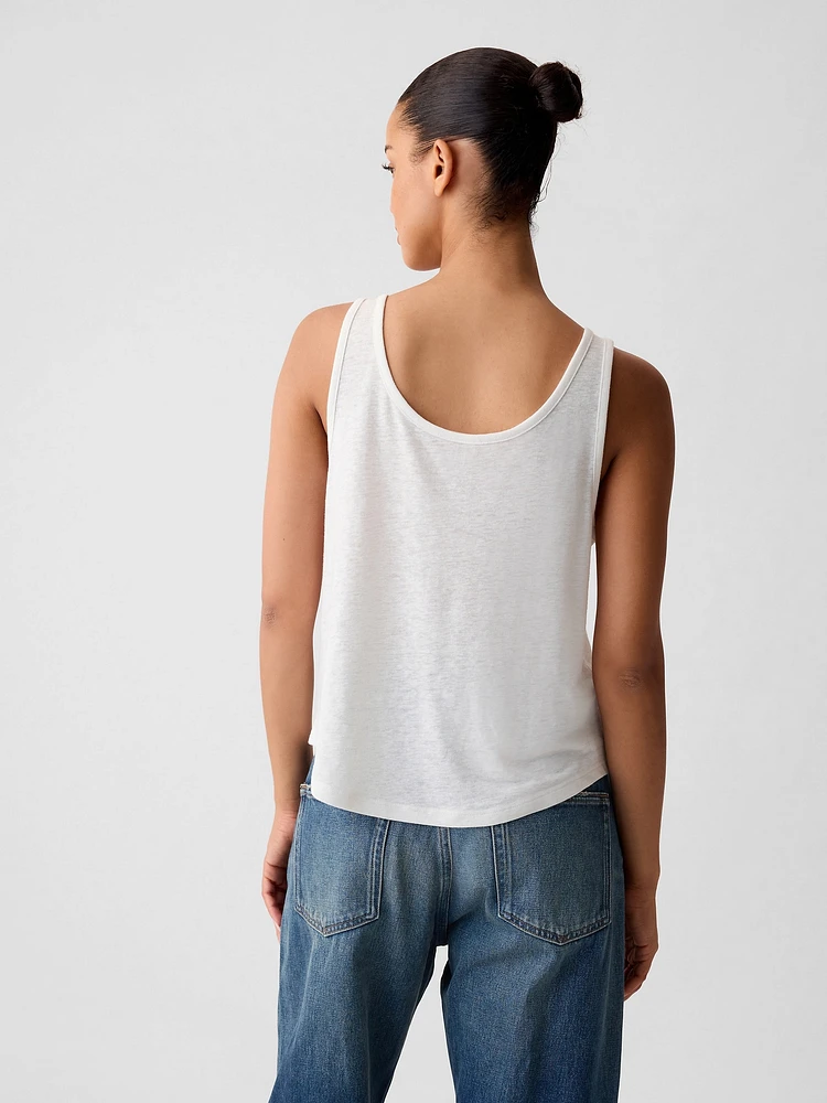Linen-Blend Henley Tank Top