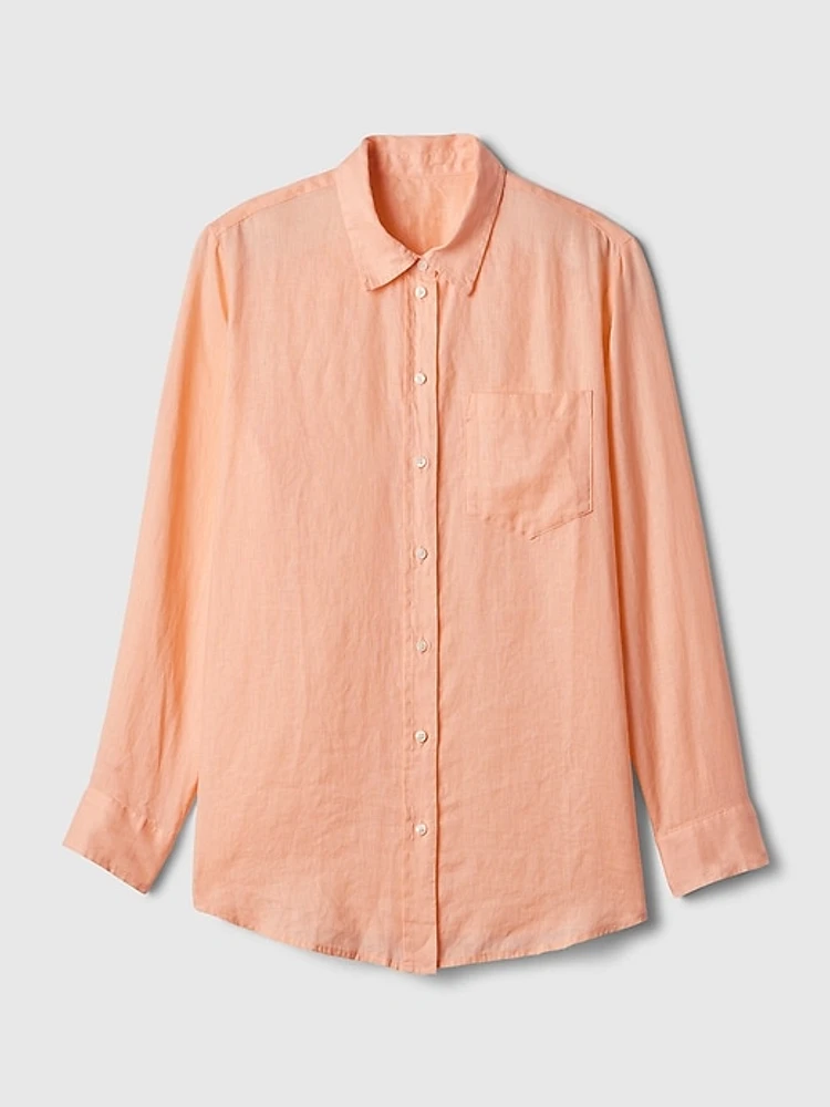 Pleated Satin Boyfriend Shirt