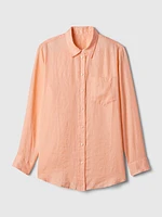 Pleated Satin Boyfriend Shirt