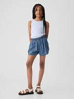 Kids Mid Rise Denim Utility Shorts