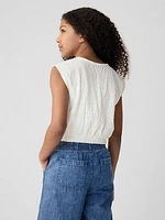 Kids Smocked Cropped Muscle Tank Top