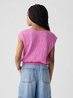 Kids Smocked Cropped Muscle Tank Top