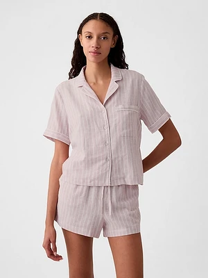 Linen-Blend PJ Shirt