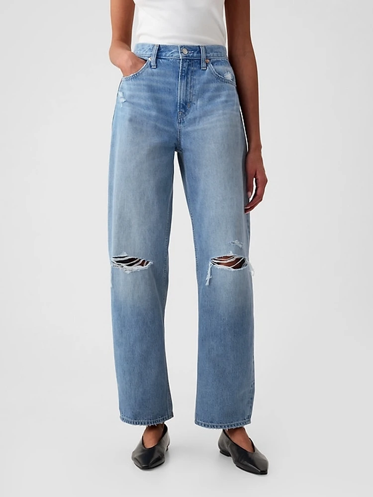 High Rise Crossover Barrel Jeans
