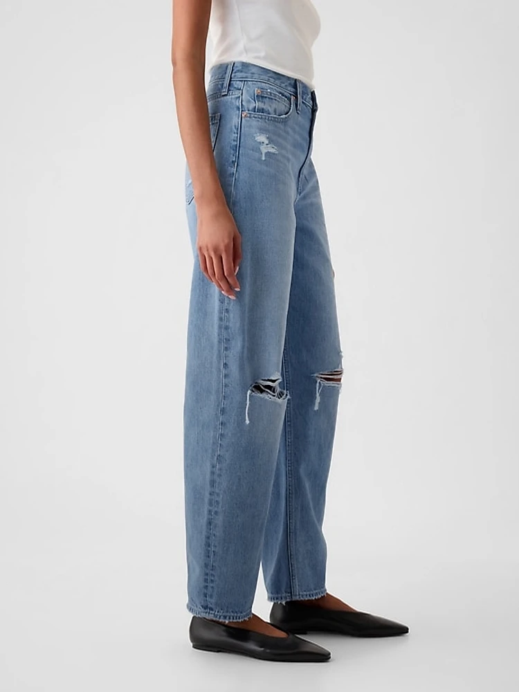High Rise Crossover Barrel Jeans