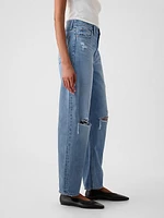 High Rise Crossover Barrel Jeans