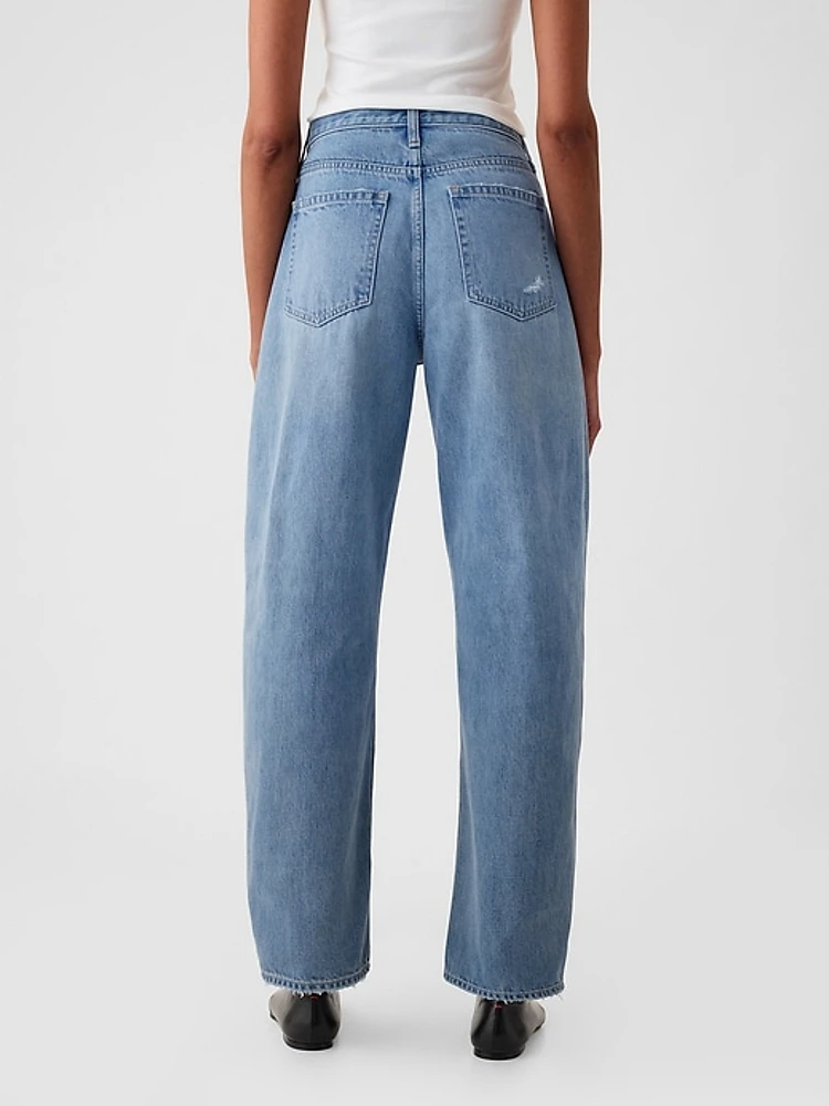 High Rise Crossover Barrel Jeans