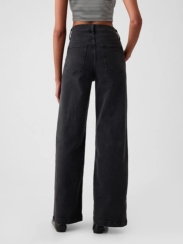 High Rise Stride Wide-Leg Jeans