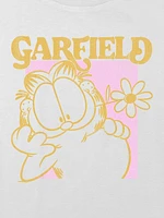 Kids Garfield Retro Flower Power Graphic Boxy Crop Tee