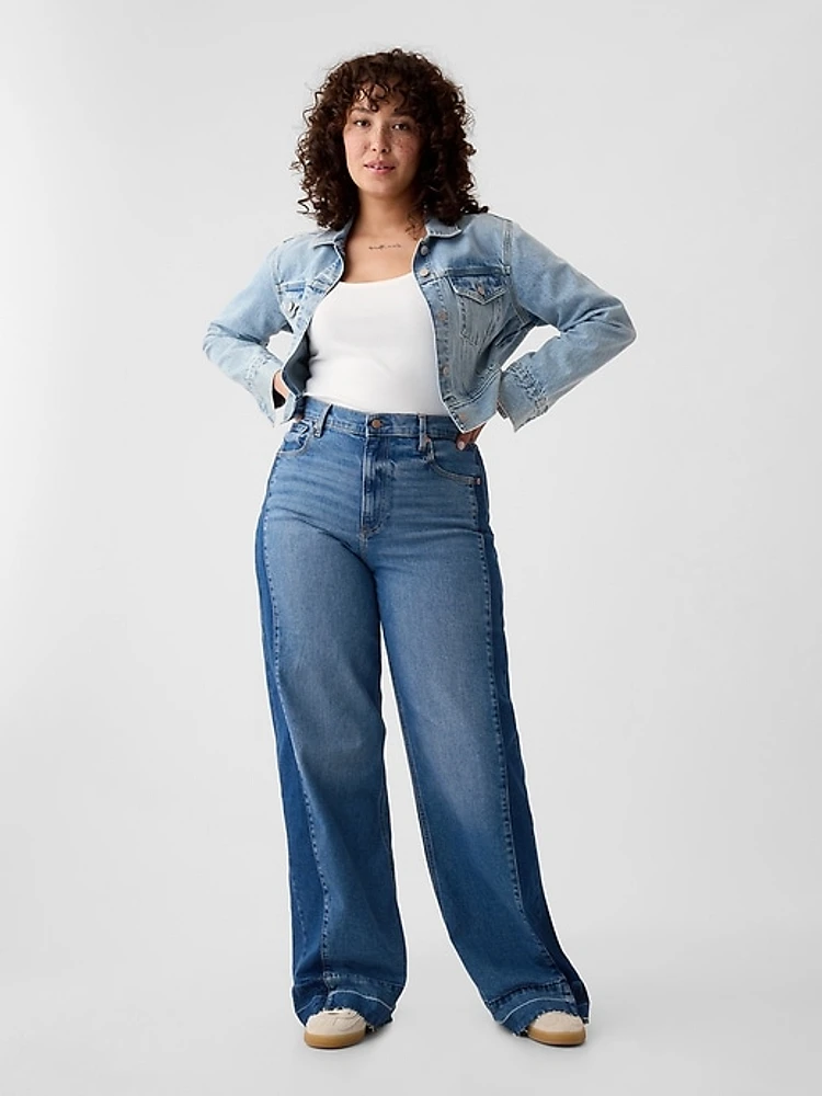 High Rise Stride Wide-Leg Cargo Jeans