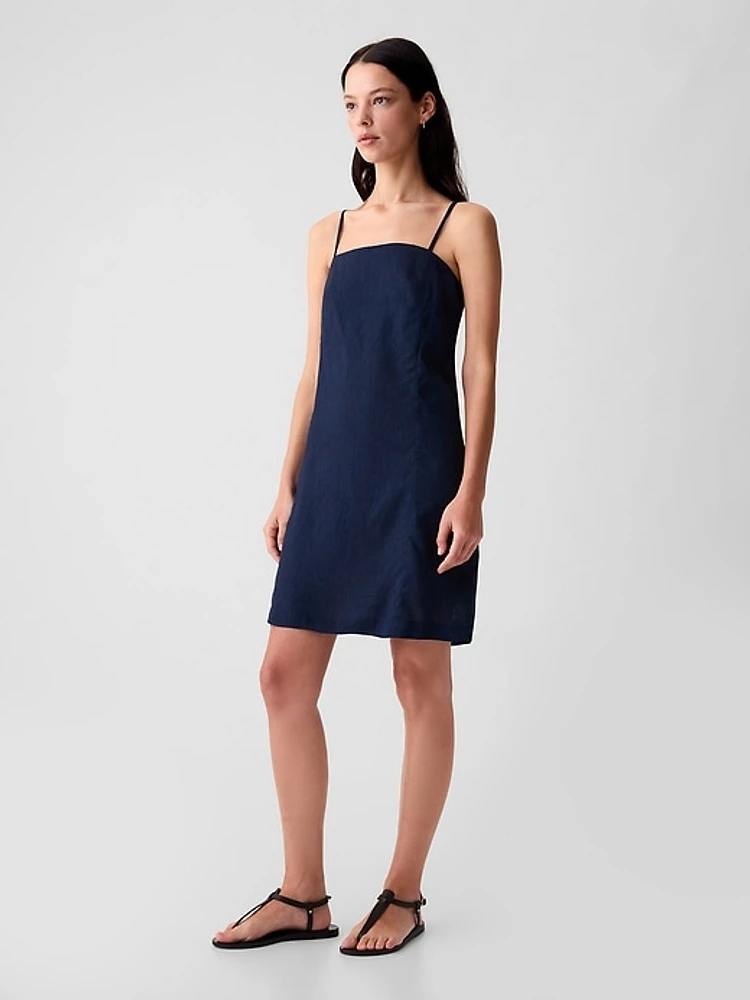 Linen-Blend Mini Dress