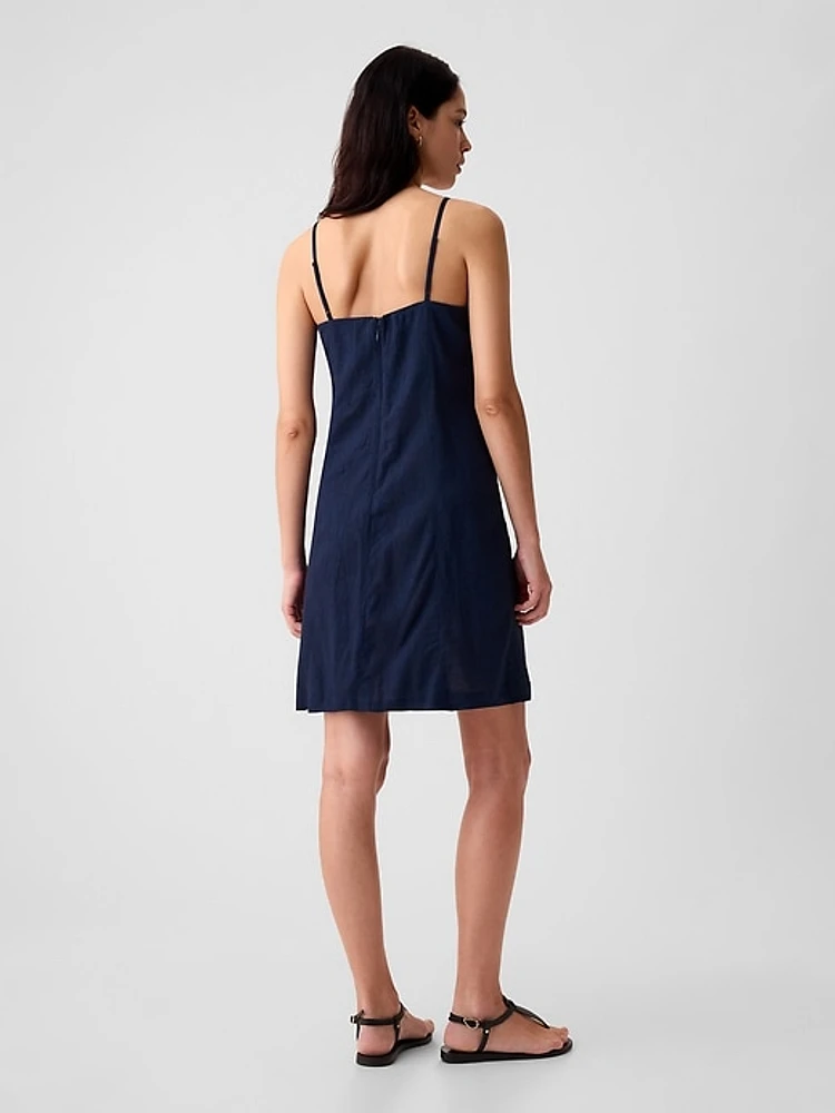 Linen-Blend Mini Dress