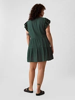 Crinkle Gauze Embroidered Mini Dress