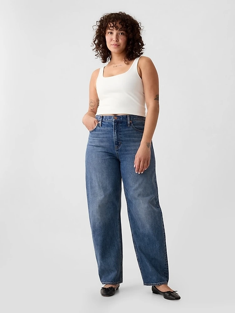 High Rise Crossover Barrel Jeans