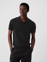 Textured Polo Shirt Sweater