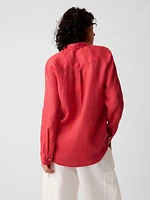 Pleated Satin Boyfriend Shirt