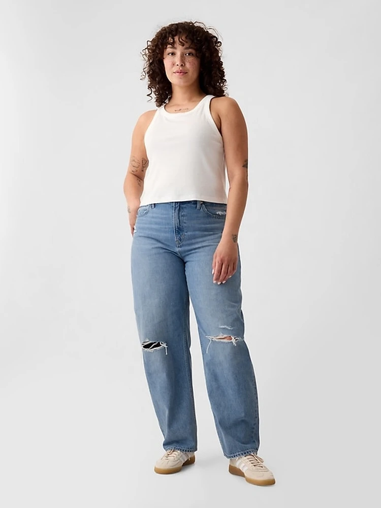 High Rise Crossover Barrel Jeans
