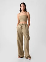 Linen-Cotton Cropped Tube Top