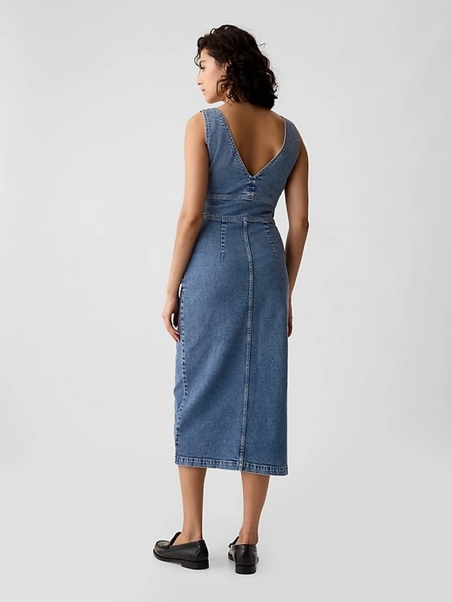 white christmas dresses Alma Denim Midi Dress – Teal Poppy main image 0