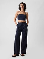 Linen-Cotton Cropped Tube Top