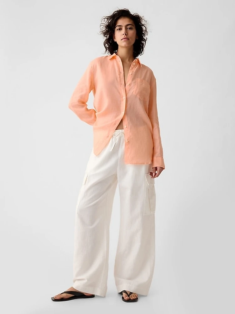 Pleated Satin Boyfriend Shirt