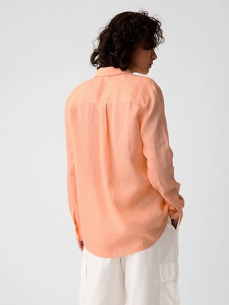 Pleated Satin Boyfriend Shirt