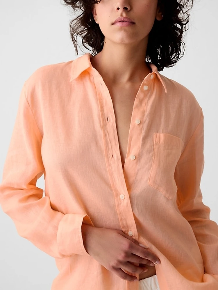 Pleated Satin Boyfriend Shirt