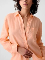 Pleated Satin Boyfriend Shirt