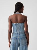 Pinstripe Denim Halter Vest