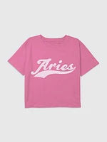 Kids Zodiac Aries Graphic Boxy Crop Tee