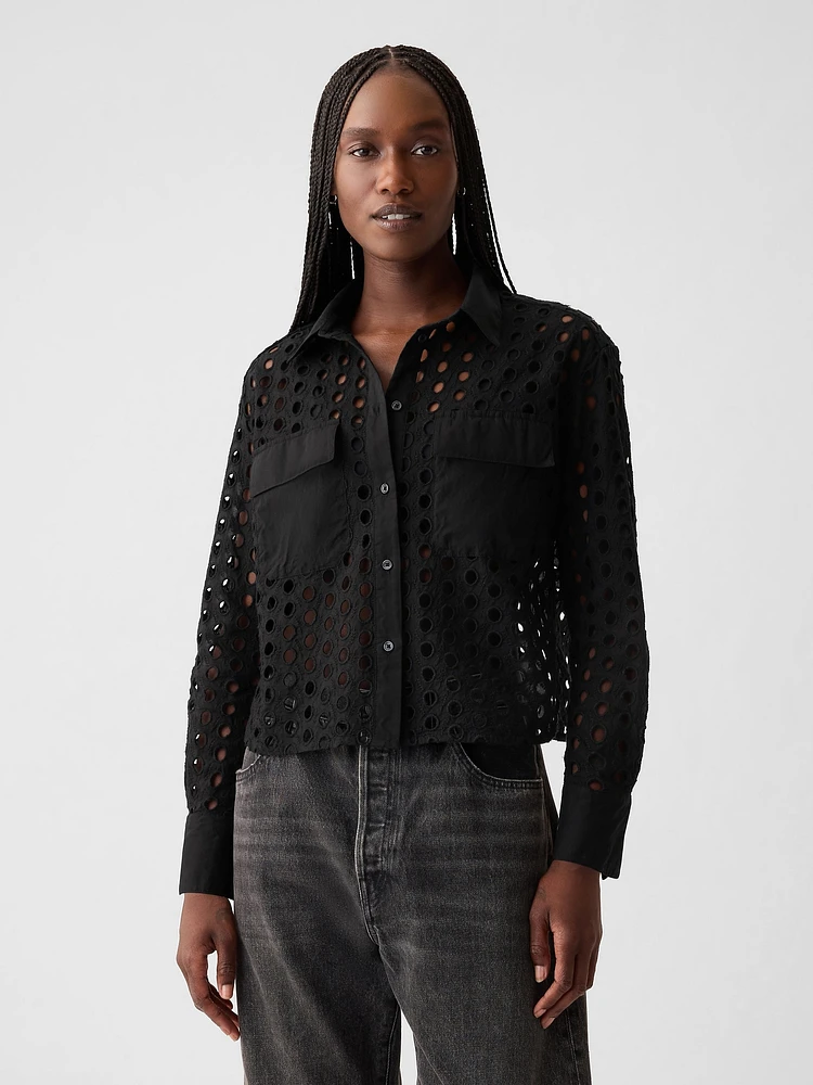 Eyelet Cropped hirt