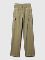 Mid Rise Loose Khaki Cargo Pants