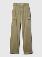 Mid Rise Loose Khaki Cargo Pants