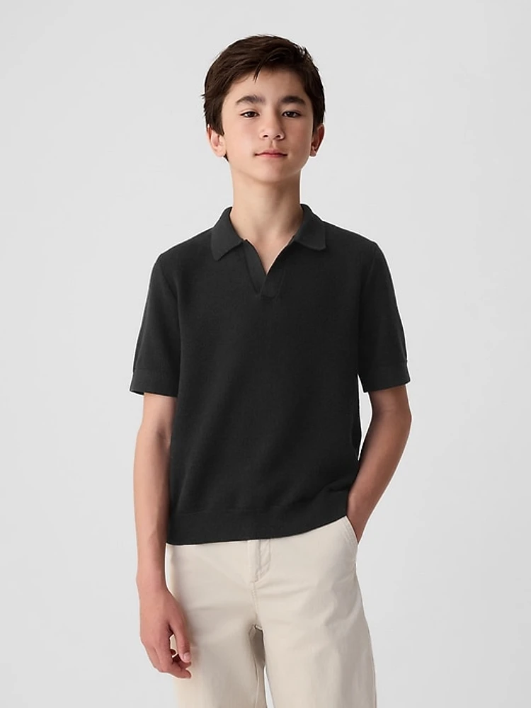 Kids Textured Polo Sweater