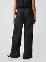 Crinkle Texture Satin Pants