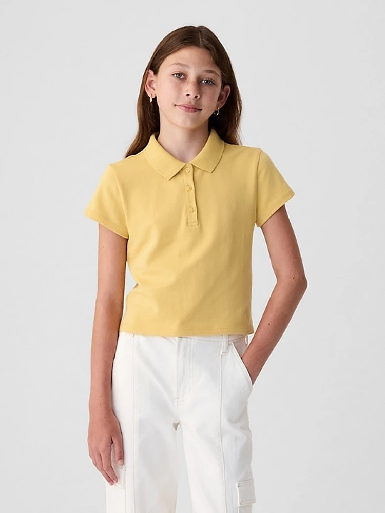 Kids Pique Cropped Polo Shirt