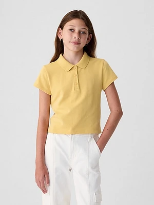 Kids Pique Cropped Polo Shirt