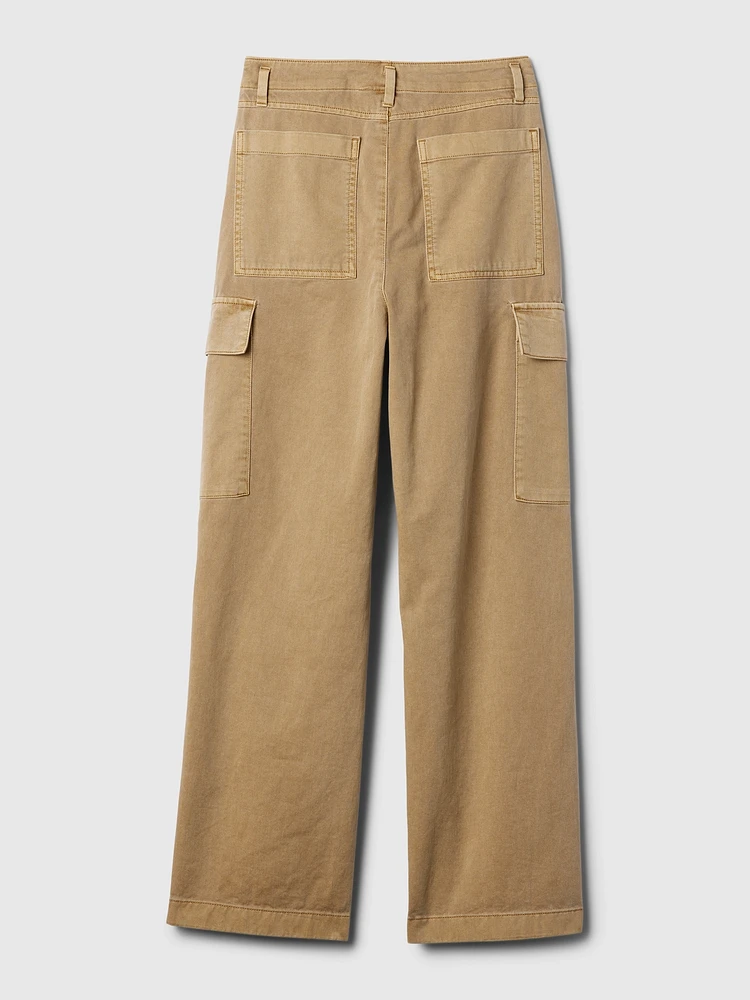 Mid Rise Loose Khaki Cargo Pants