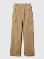 Mid Rise Loose Khaki Cargo Pants