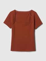 Compact Jersey Square-Neck Shirt