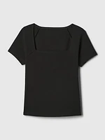 Compact Jersey Square-Neck Shirt